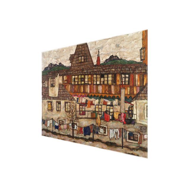 Wandbilder Kunstdrucke Egon Schiele - Häuser mit trocknender Wäsche