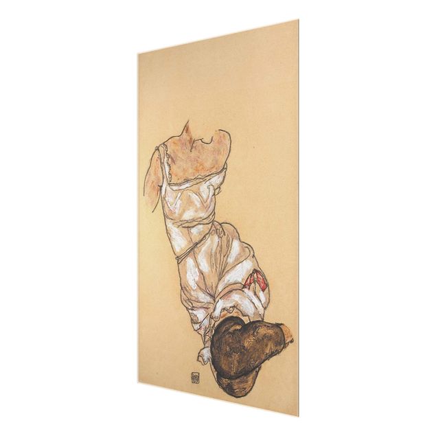 Wandbilder Kunstdrucke Egon Schiele - Weiblicher Torso in Unterwäsche
