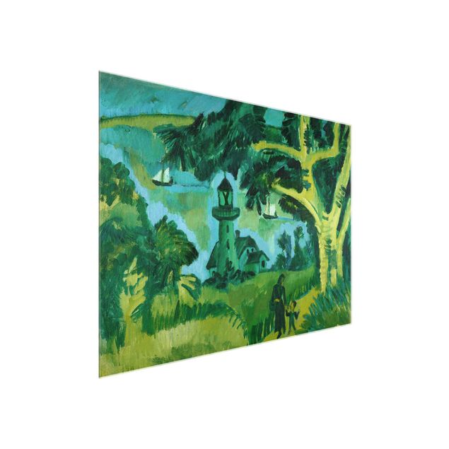 Wandbilder Glas Natur Ernst Ludwig Kirchner - Leuchtturm auf Fehmarn