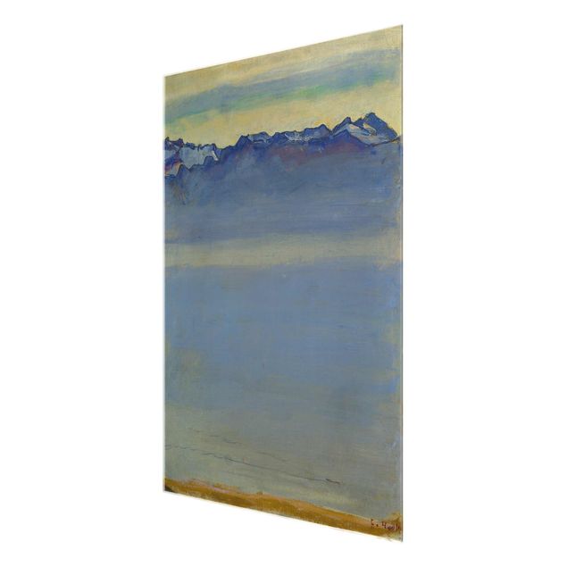 Wandbilder Glas Natur Ferdinand Hodler - Genfer See mit Alpen