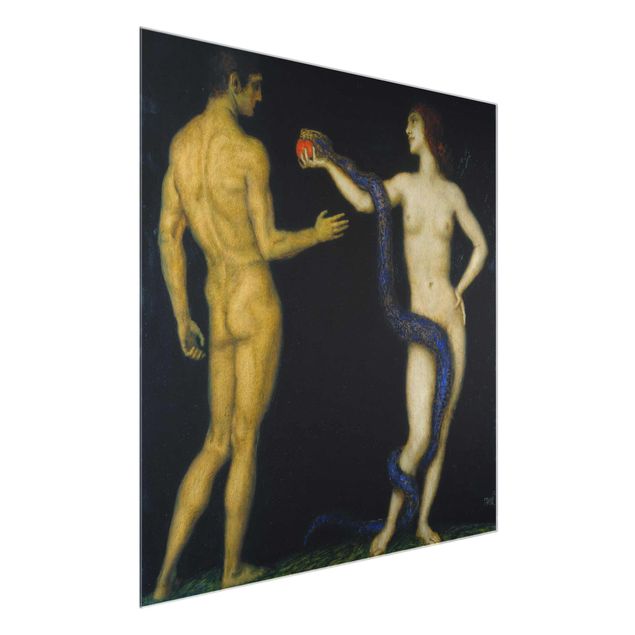 Glasbilder Akt & Erotik Franz von Stuck - Adam und Eva