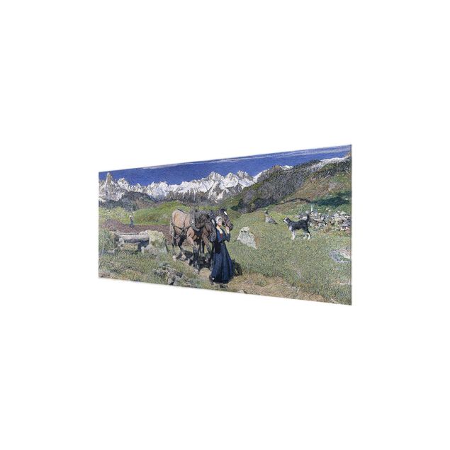 Glasbilder Landschaften Giovanni Segantini - Frühling in den Alpen