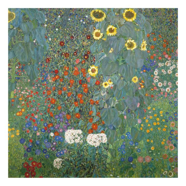 Blumen Glasbilder Gustav Klimt - Garten Sonnenblumen