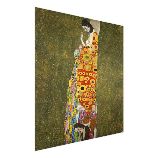 Glasbilder Akt Gustav Klimt - Die Hoffnung II
