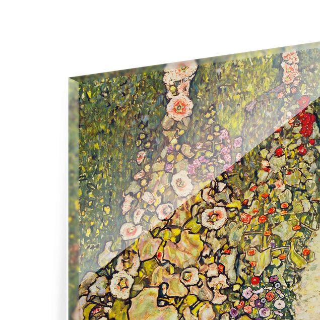 Wandbilder Gelb Gustav Klimt - Gartenweg mit Hühnern