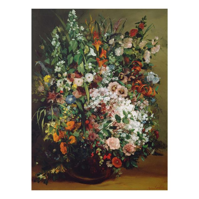 Glasbilder Blumen Motive Gustave Courbet - Blumenstrauß in Vase