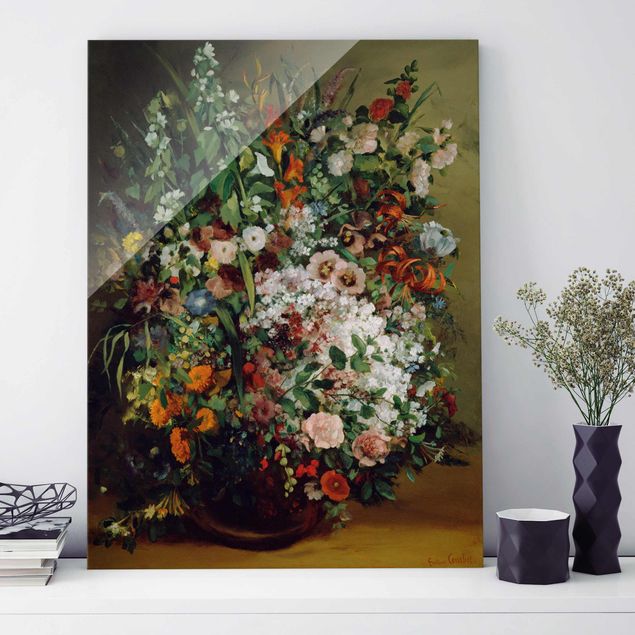 Wandbilder Mohnblumen Gustave Courbet - Blumenstrauß in Vase