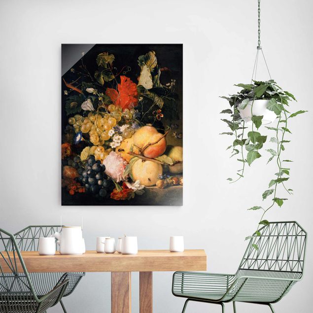 Wandbilder Kunstdrucke Jan van Huysum - Früchte Blumen und Insekten