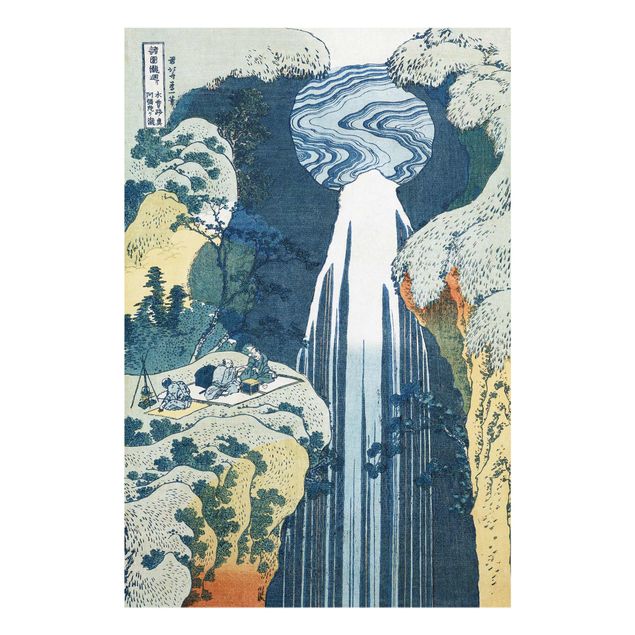 Glasbilder Natur Katsushika Hokusai - Der Wasserfall von Amida