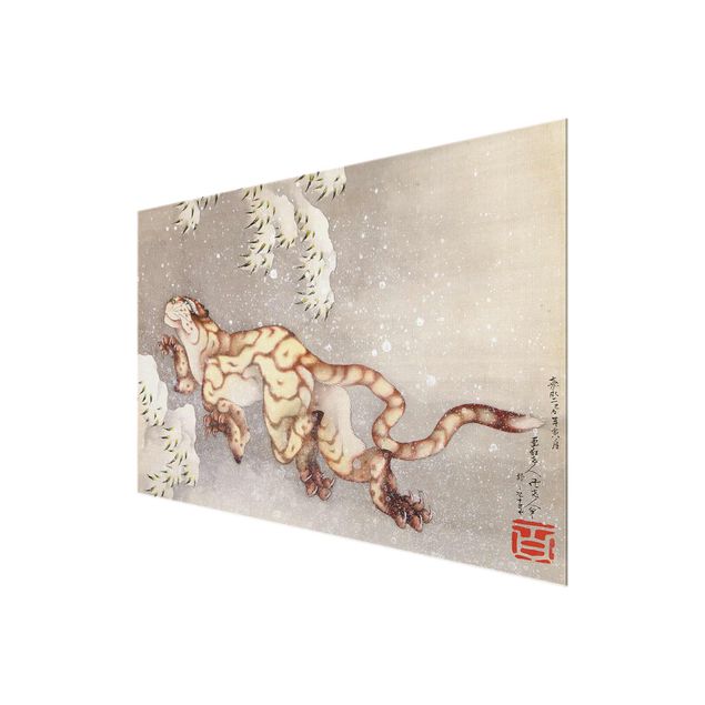 Wandbilder Modern Katsushika Hokusai - Tiger in Schneesturm
