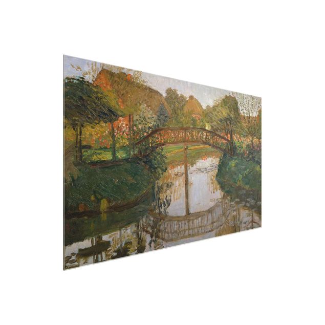 Wandbilder Landschaften Otto Modersohn - Bauerngarten mit Brücke