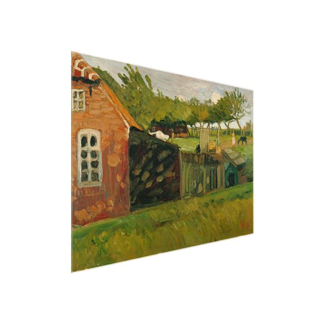 Wandbilder Landschaften Otto Modersohn - Rotes Haus mit Ställen