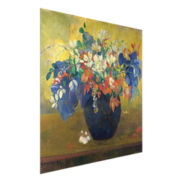 Glasbilder Blumen Motive Paul Gauguin - Vase mit Blumen