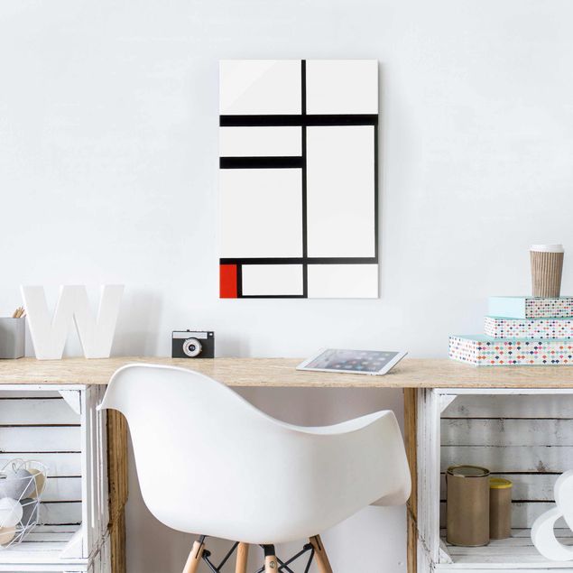 Kunststile Piet Mondrian - Komposition Rot Schwarz Weiß