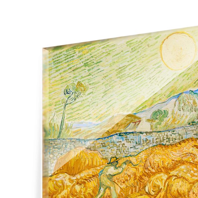 Glasbilder Natur Vincent van Gogh - Kornfeld mit Schnitter