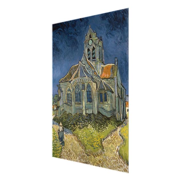 Glasbild Stadt Vincent van Gogh - Kirche Auvers-sur-Oise