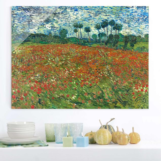Glasbilder Mohnblumen Vincent van Gogh - Mohnfeld