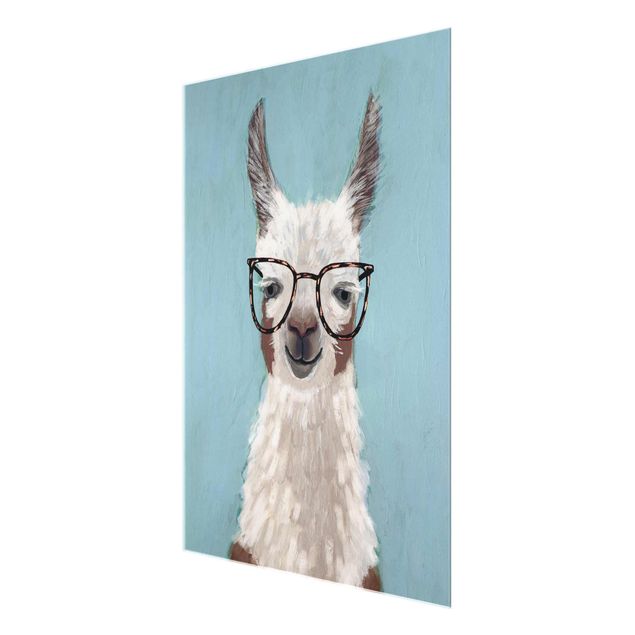 Wandbilder Blau Lama mit Brille II