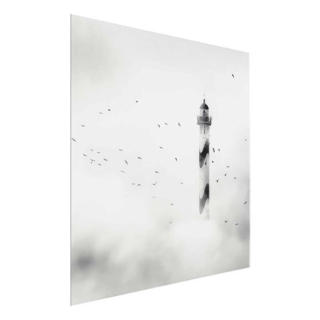 Wandbilder Meer Leuchtturm im Nebel
