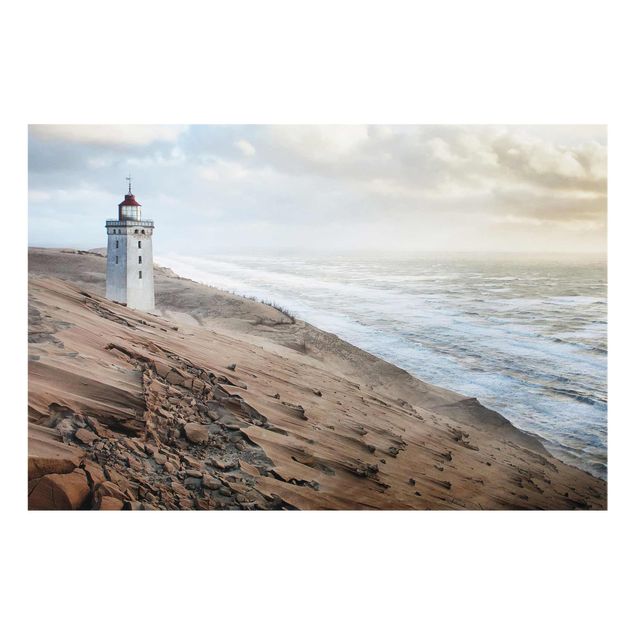 Glasbilder Strand und Meer Leuchtturm in Dänemark