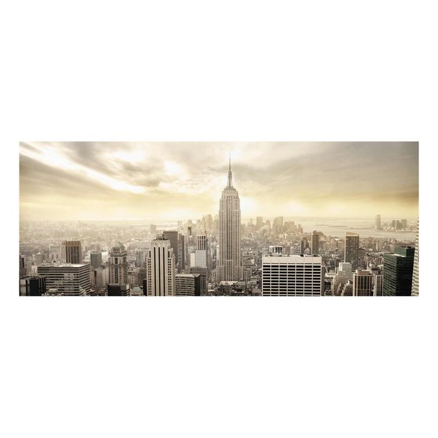 Glasbild Skyline Manhattan Dawn