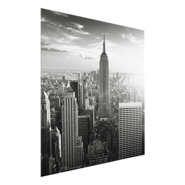 schwarz weiß Glasbilder Manhattan Skyline