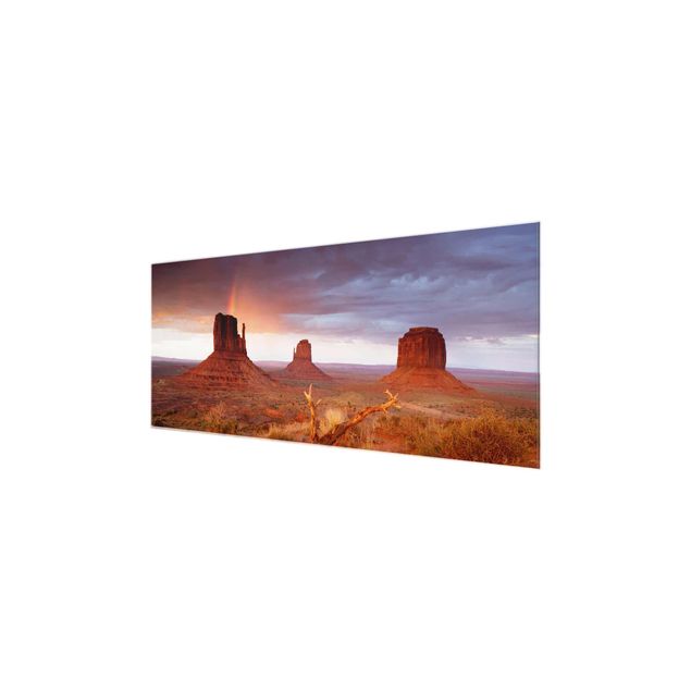 Wandbilder Glas Natur Monument Valley bei Sonnenuntergang