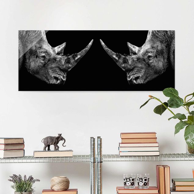 Küche Dekoration Nashorn Duell