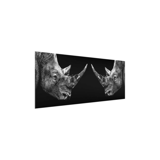 Wandbilder Modern Nashorn Duell