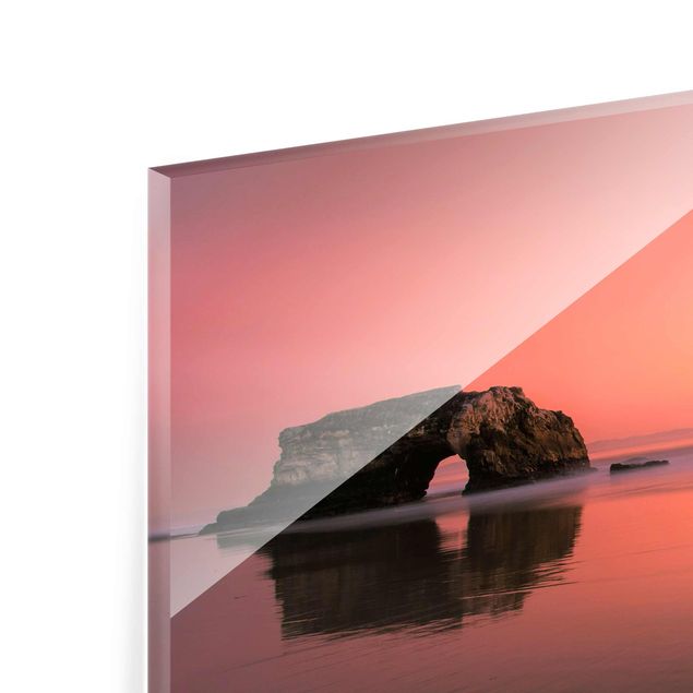 Wandbilder Glas Natur Natürliche Brücke im Sonnenuntergang
