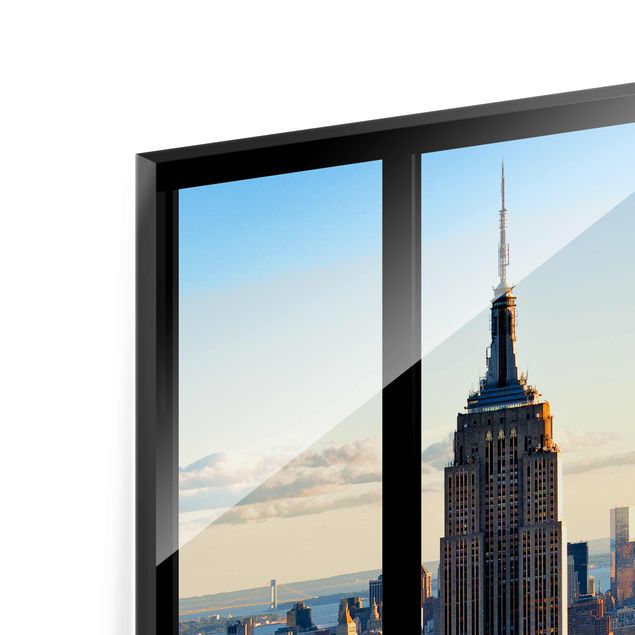 Bilder auf Glas New York Fensterblick auf Empire State Building