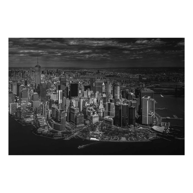 Glasbild Stadt New York - Manhattan aus der Luft