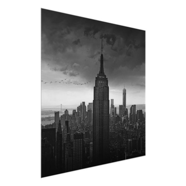 Glasbild schwarz-weiß New York Rockefeller View