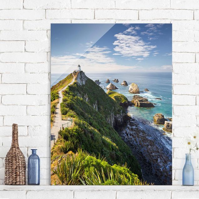 Wanddeko Küche Nugget Point Leuchtturm und Meer Neuseeland