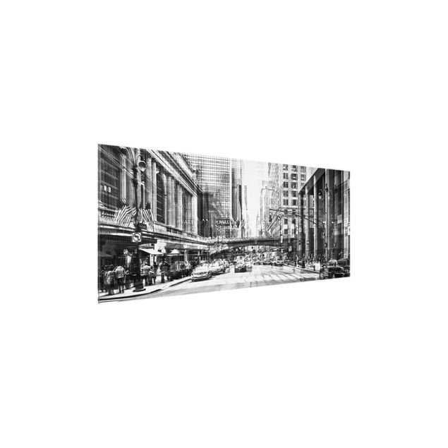 Glasbild schwarz-weiß NYC Urban schwarz-weiss