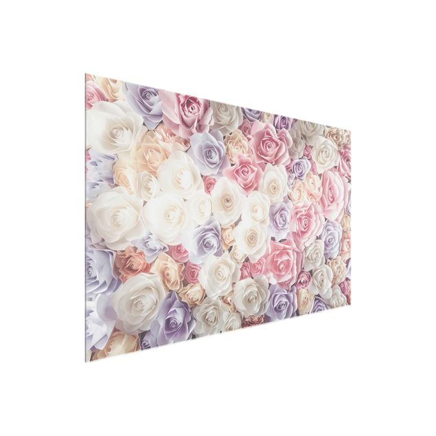 Wandbilder Floral Pastell Paper Art Rosen