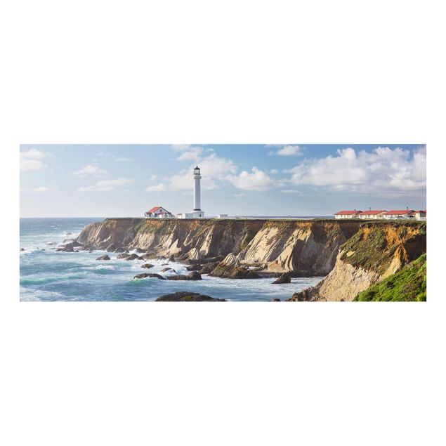 Glasbilder Strand Point Arena Lighthouse Kalifornien