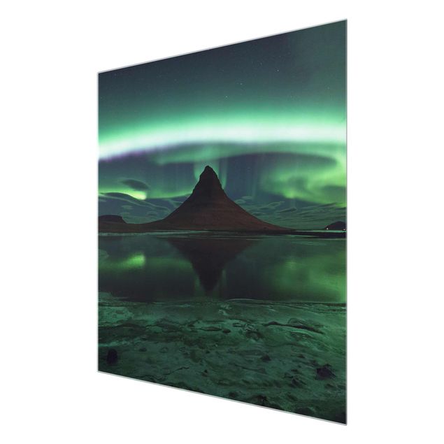 Wandbilder Glas Natur Polarlicht in Island