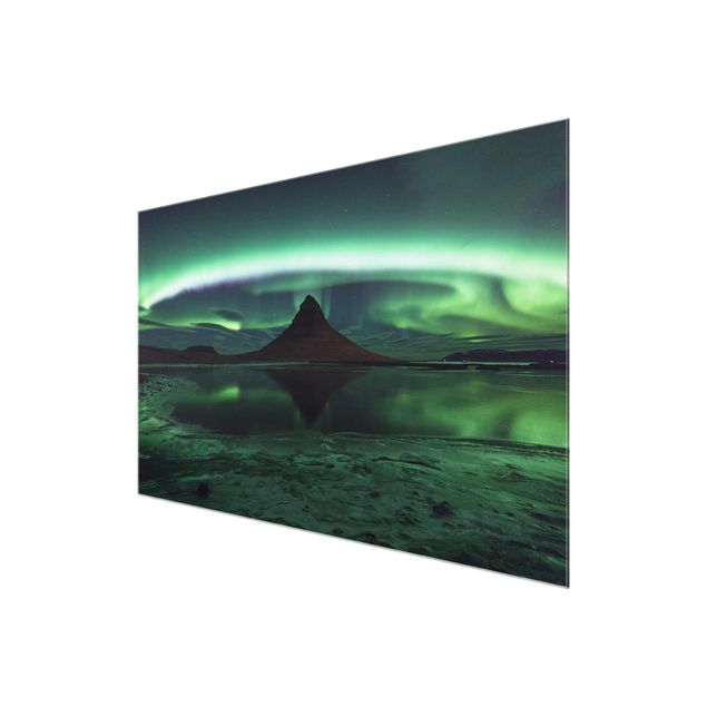 Glasbilder Landschaften Polarlicht in Island