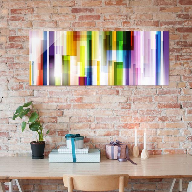 abstrakte Glasbilder Rainbow Cubes