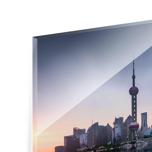 Glasbilder Shanghai Skyline Morgenstimmung