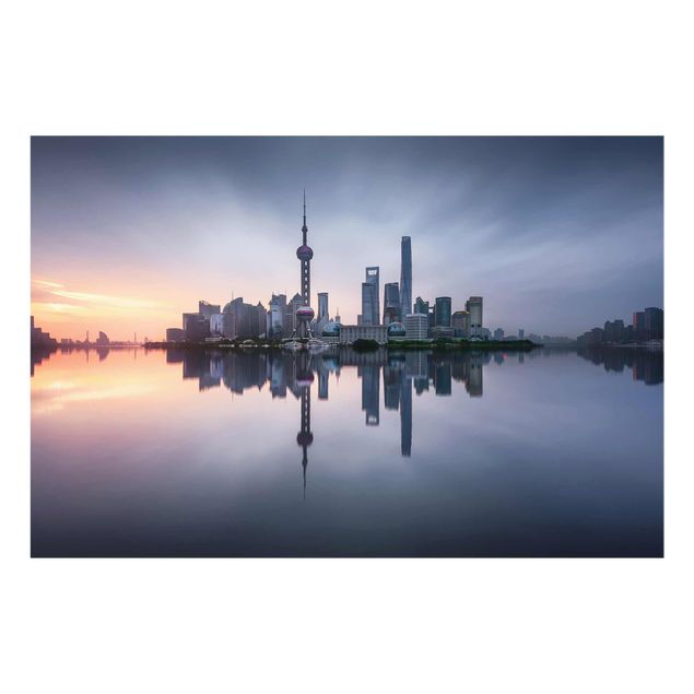 Wandbilder Blau Shanghai Skyline Morgenstimmung