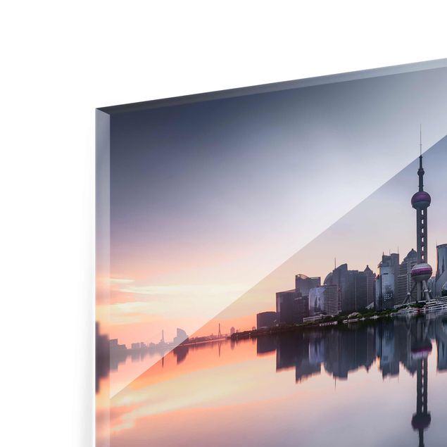 Bilder auf Glas Shanghai Skyline Morgenstimmung
