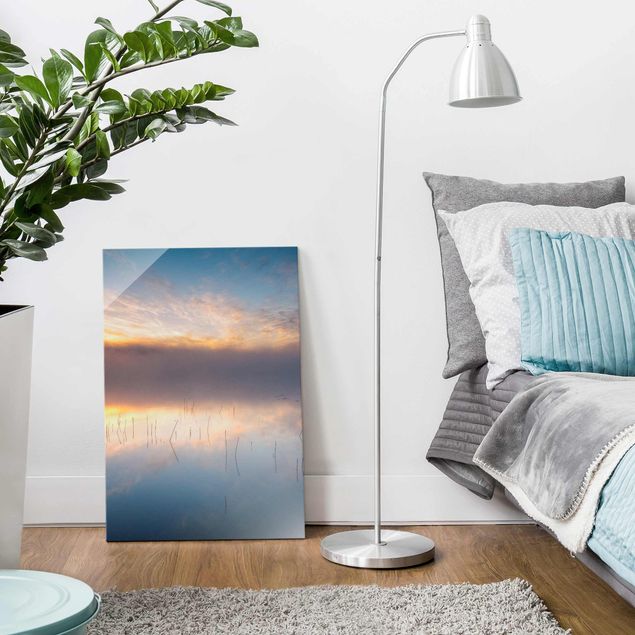 Wandbilder Landschaften Sonnenaufgang schwedischer See
