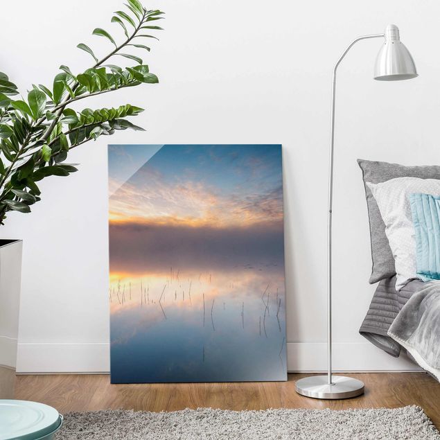 Wandbilder Landschaften Sonnenaufgang schwedischer See