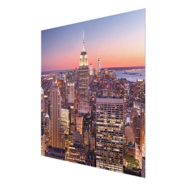 Glasbild Stadt Sonnenuntergang Manhattan New York City