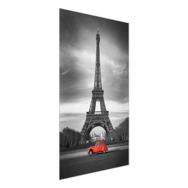 Glasbild schwarz-weiß Spot on Paris