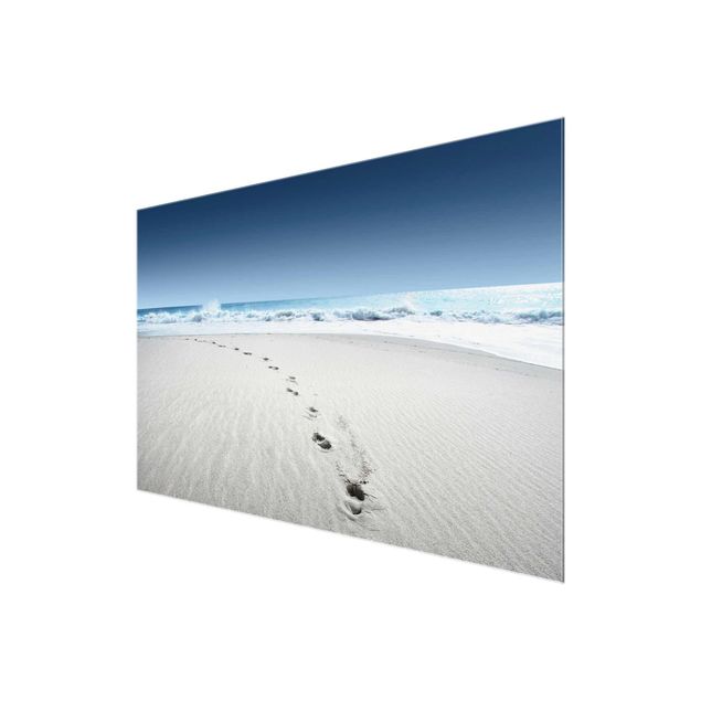 Glasbilder Strand und Meer Spuren im Sand