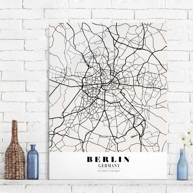 Glasbilder Berlin Stadtplan Berlin - Klassik