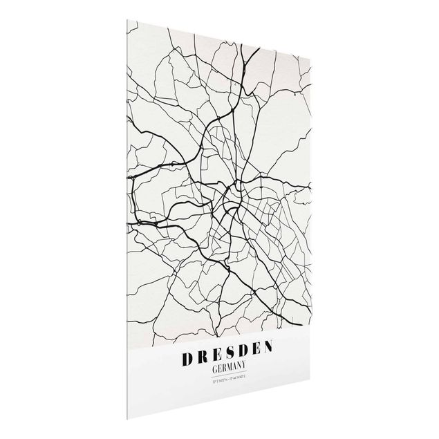 Glasbilder Weltkarte Stadtplan Dresden - Klassik